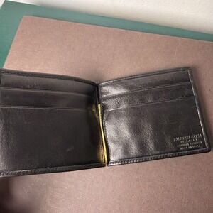 Italian Genuine Glove Leather Black Bi-fold Mens Wallet w/ Gold Money Clip